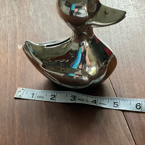 Vintage Piggy Bank Silver Plated Duck Rubber Duckie Denmark Kids Gift Idea - Picture 6 of 7
